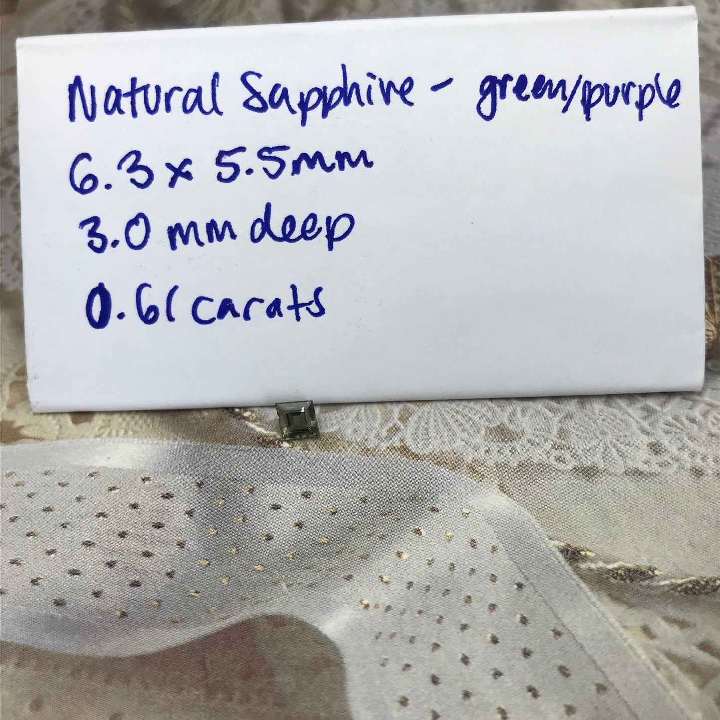 Natural Sapphire 6.3x5.5mm 0.61 Carat - Green to Purple Color Change Gemstone - Lozenege Cut  Corundum Gem Faceted Loose Unmounted