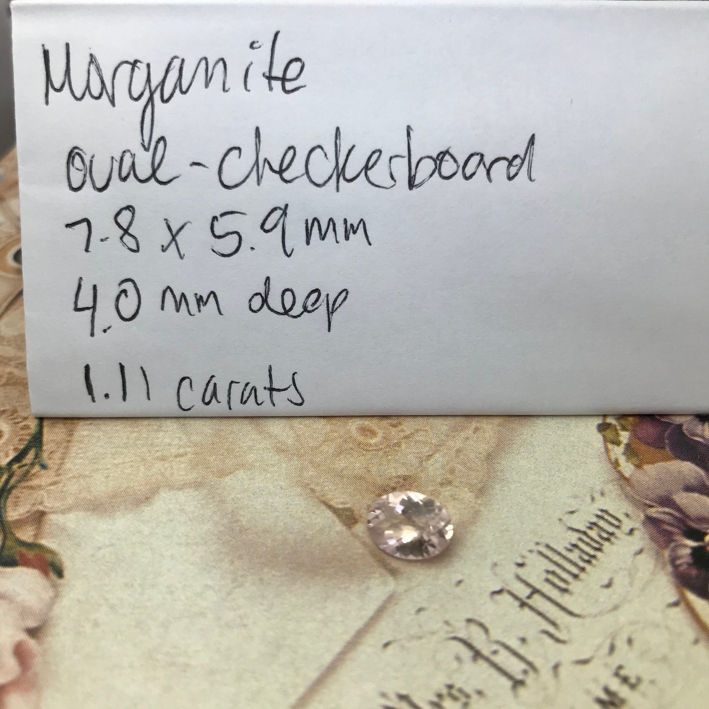 8x6mm Morganite 1.11 Carat Oval Checkerboard Cut Peachy Pink Color Beryl For Engagement Ring Faceted Loose