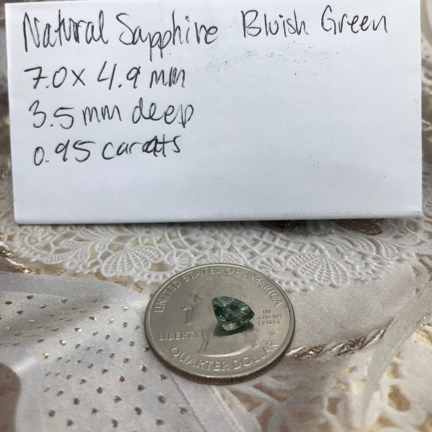 Natural Bluish Green Sapphire 7x5mm 0.95 Carat Gemstone Trillion Cut Corundum Gem Faceted Loose Unmounted