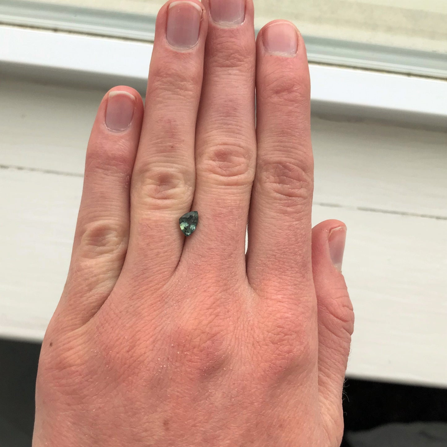 Natural Bluish Green Sapphire 7x5mm 0.95 Carat Gemstone Trillion Cut Corundum Gem Faceted Loose Unmounted