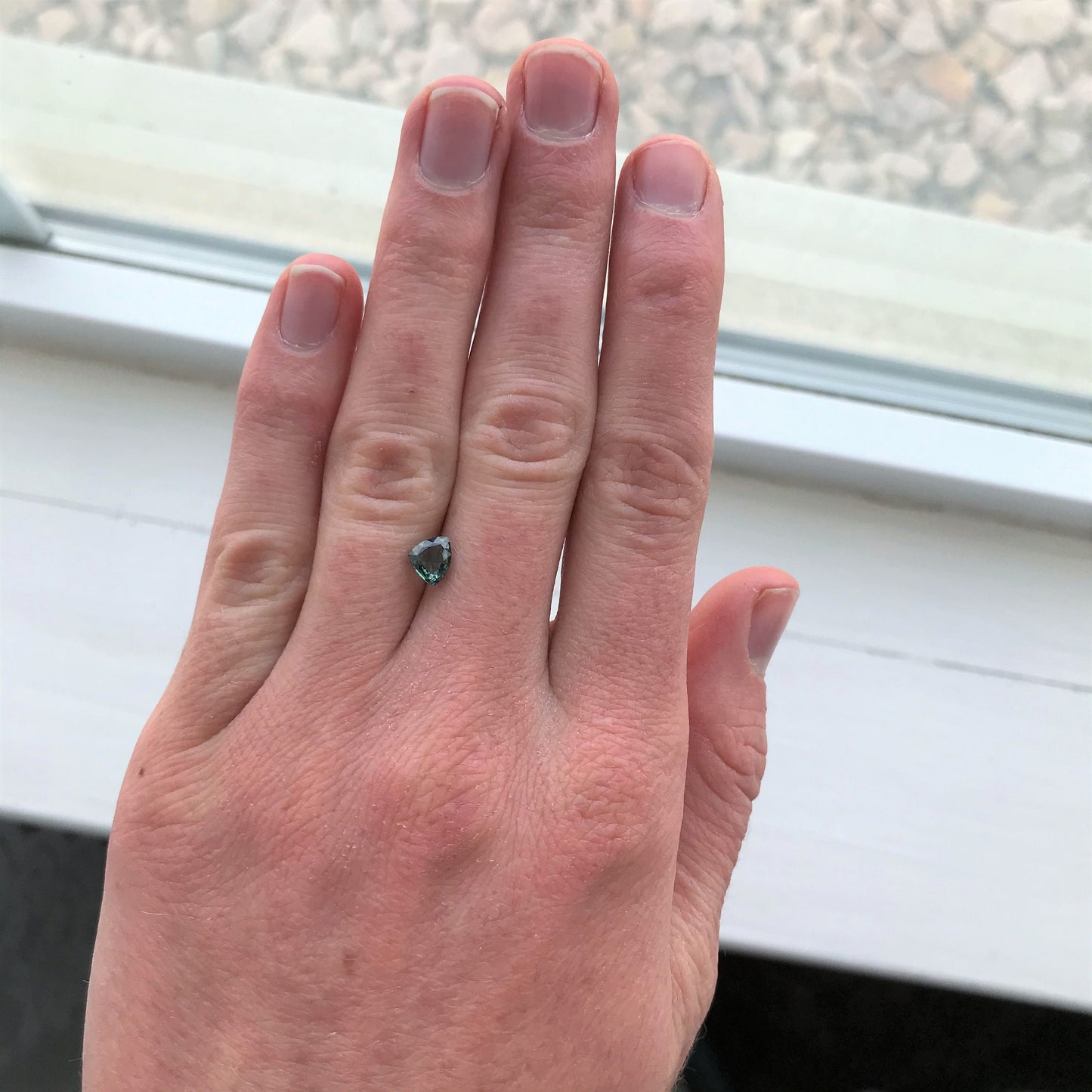 Natural Bluish Green Sapphire 6.3 x 5.2 mm 0.99 Carat Gemstone Trillion Cut Corundum Gem Faceted Loose Unmounted