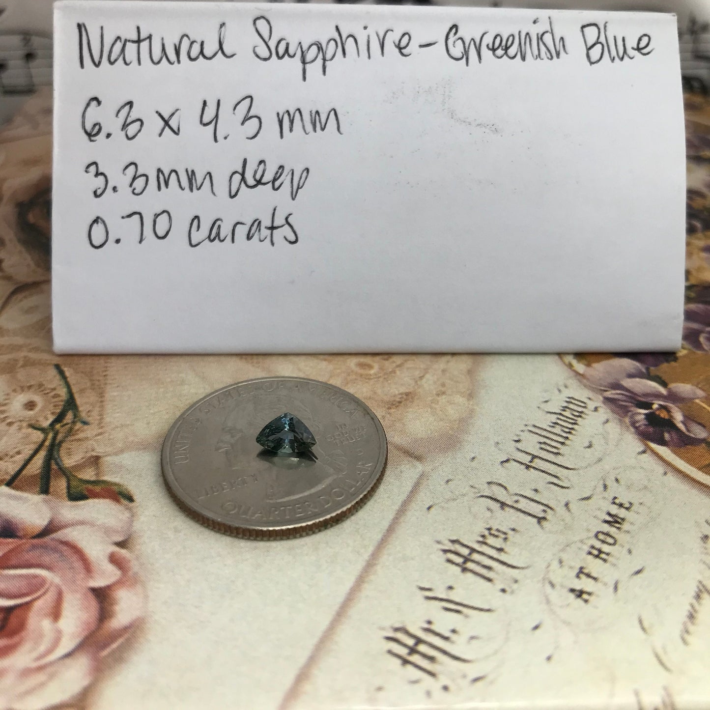 Natural Bluish Green Sapphire 6x4mm 0.70 Carat Gemstone Trillion Cut Corundum Gem Faceted Loose Unmounted