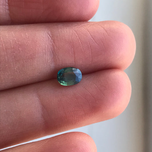 Natural Bi-Color Sapphire 6.4x4.6mm Oval 0.76 Carat Corundum Faceted Loose Unmounted Gemstone Earth Mined Gem - US Seller - Peacock Sapphire