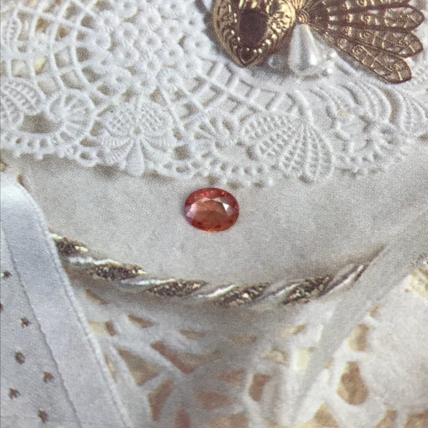 Natural Reddish Orange Sapphire 6x4.7mm 0.45 Carats Rose-Cut Oval Cut Faceted Gem Loose Unmounted Gemstone Earth Mined Beryllium Treated