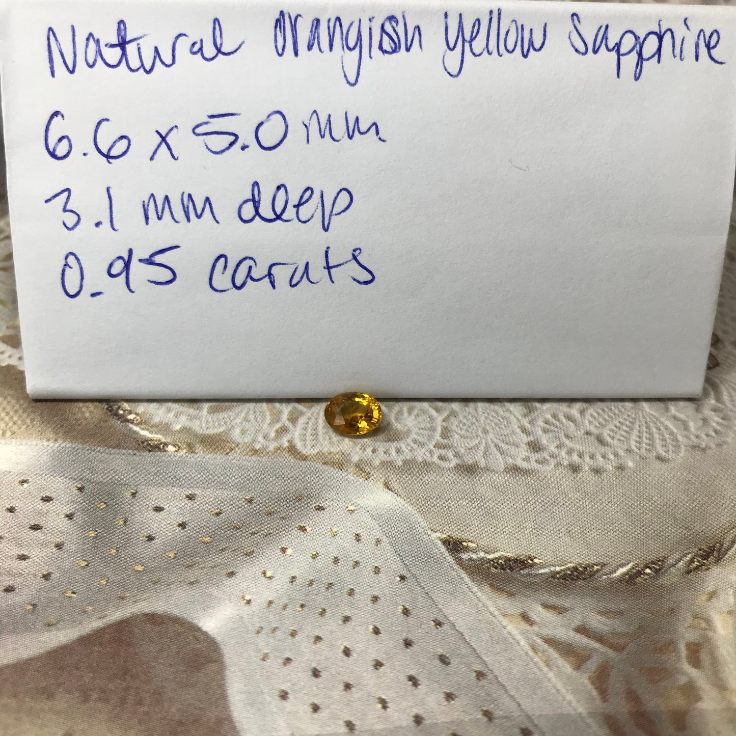 Natural Yellow Sapphire 0.95 Carats 6.6 x 5mm Oval Cut Beryllium Treated Corundum Gem Faceted Loose Unmounted Gemstone, Earth Mined