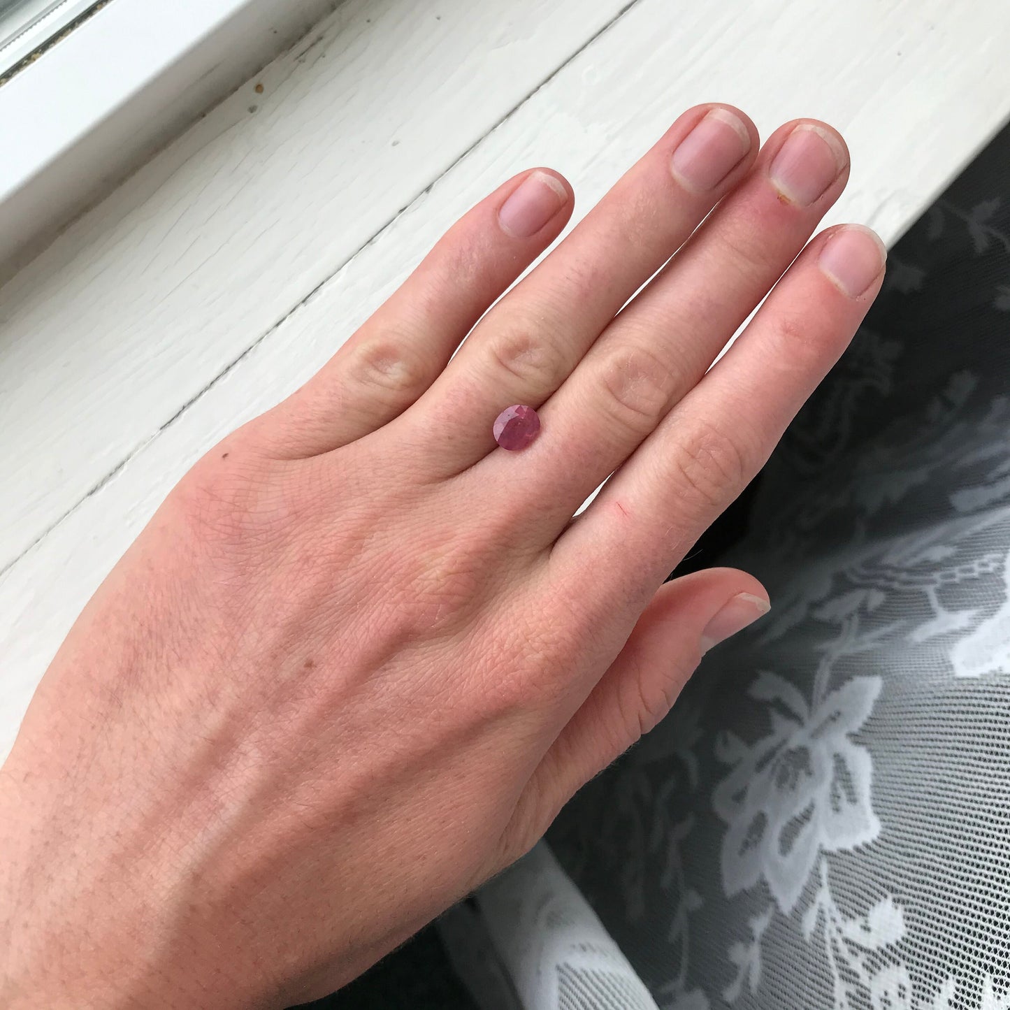 1.97 Carat Natural Pink Sapphire Heated with Residues 7.7x 6.5mm Oval Ruby or Fancy Color Sapphire