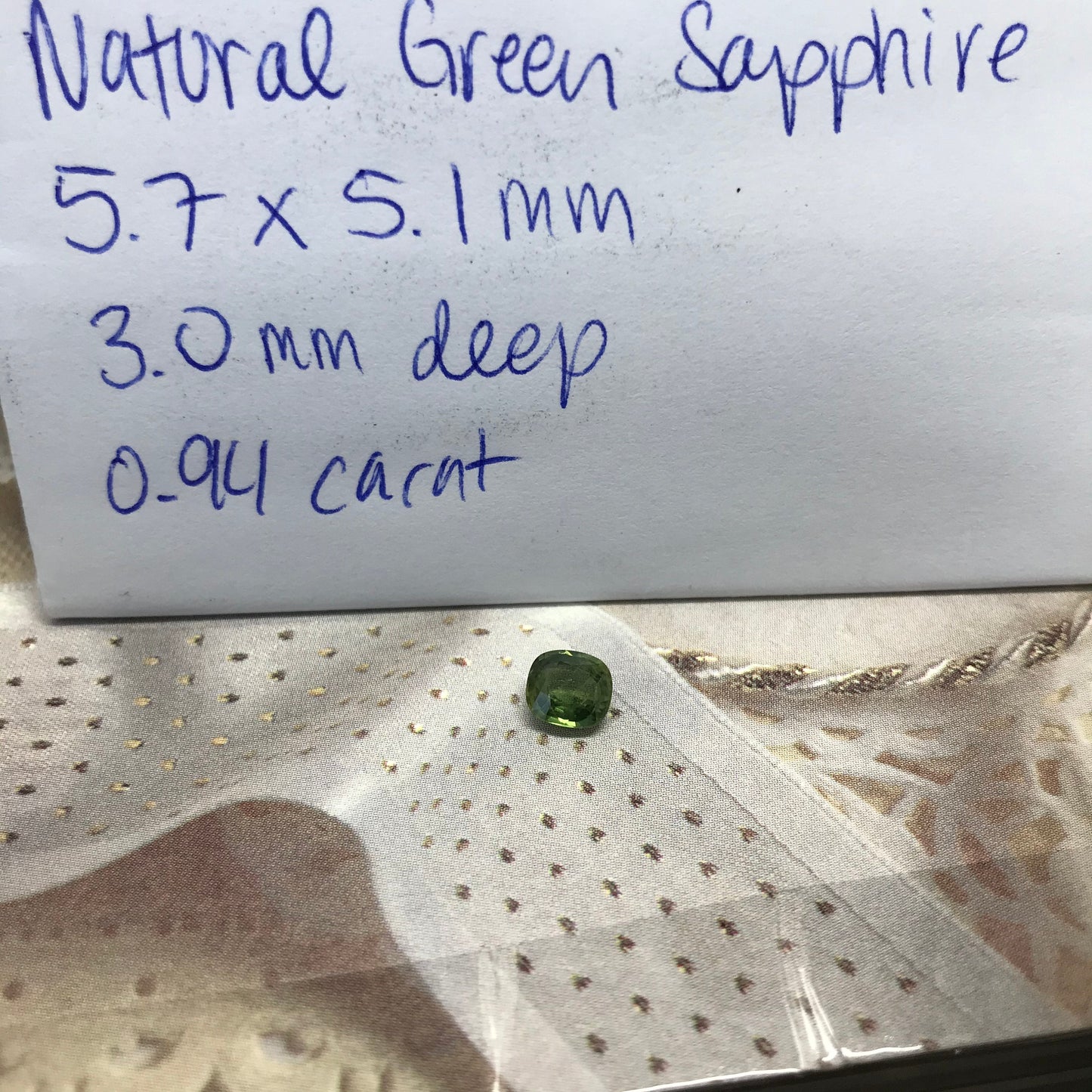Natural Green Sapphire 0.94 carat 5.7x5mm Cushion Cut, Loose Gem Unmounted Gemstone Faceted Stone Yellowish Green Sapphire