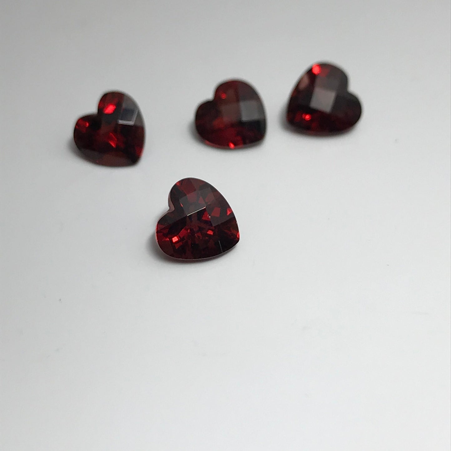 ONE 7mm Red Garnet Checkerboard Hear Cut, Approx 1.32-1.62 carat, Faceted Loose Reclaimed Gem