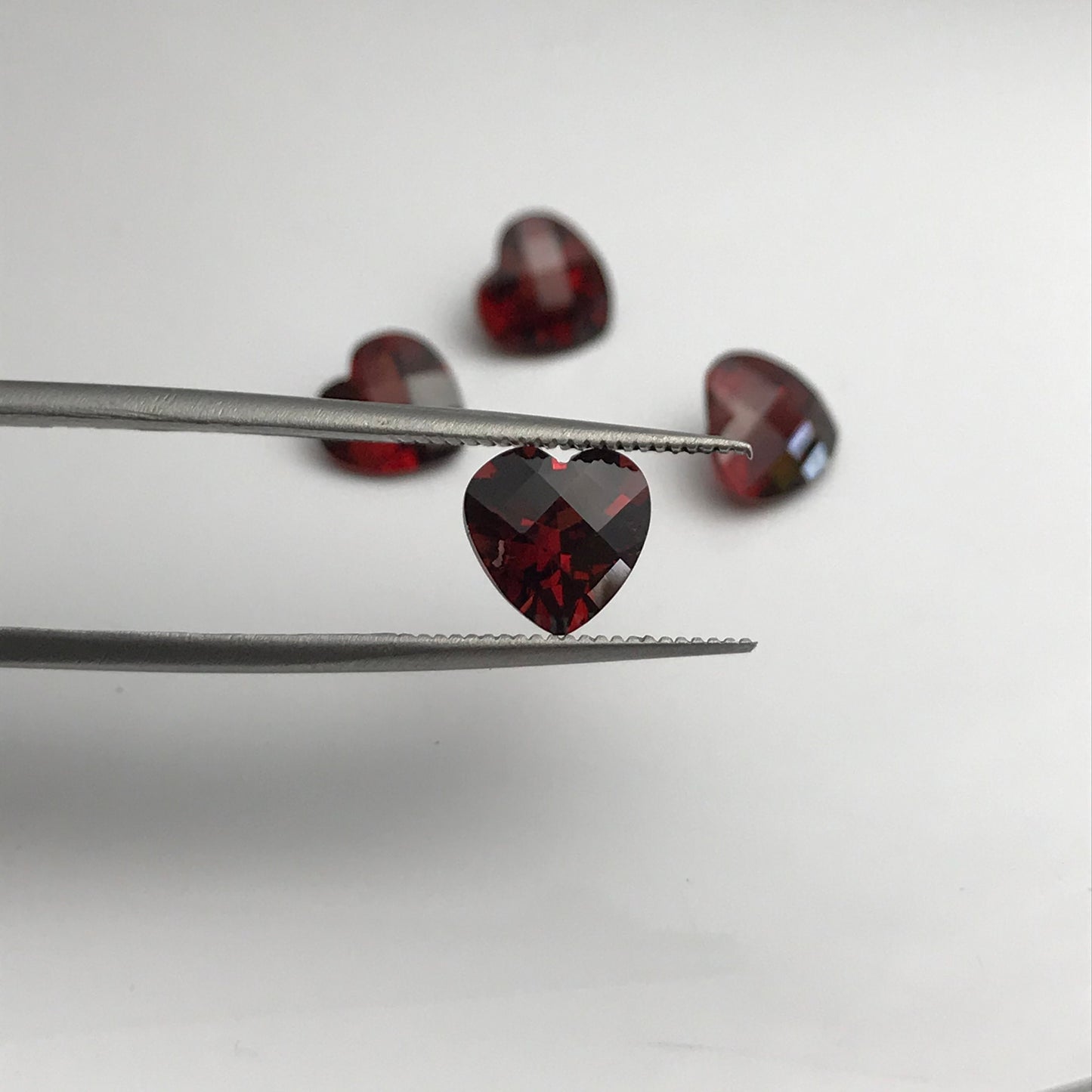 ONE 7mm Red Garnet Checkerboard Hear Cut, Approx 1.32-1.62 carat, Faceted Loose Reclaimed Gem