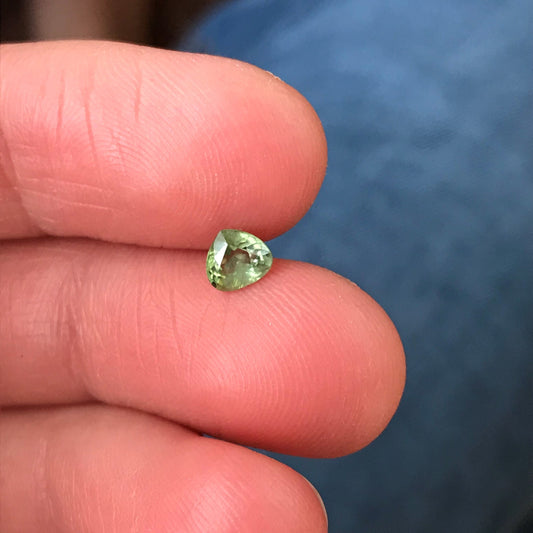 0.49 carat Natural Sapphire 5x4.5mm Fat Pear Cut Bluish Green Corundum Faceted Loose Unmounted Gemstone Earth Mined Genuine Stone