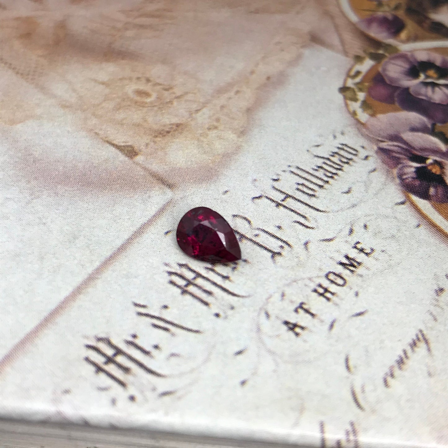 0.98 Carat Natural Ruby Heated with Residues 7x5mm Pear Cut Gemstone Loose Faceted Corundum July Birthstone Treated Ruby