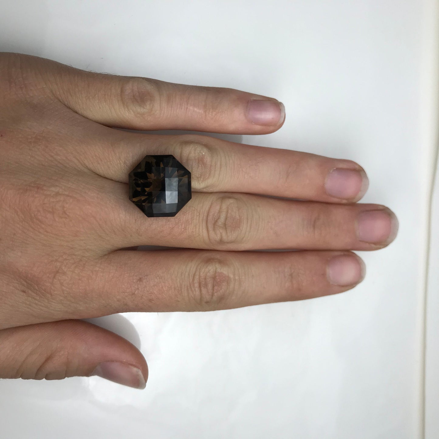 16.5mm Smoky Quartz 18 carat Octagon Checkerboard Cut, Faceted Loose Gemstone