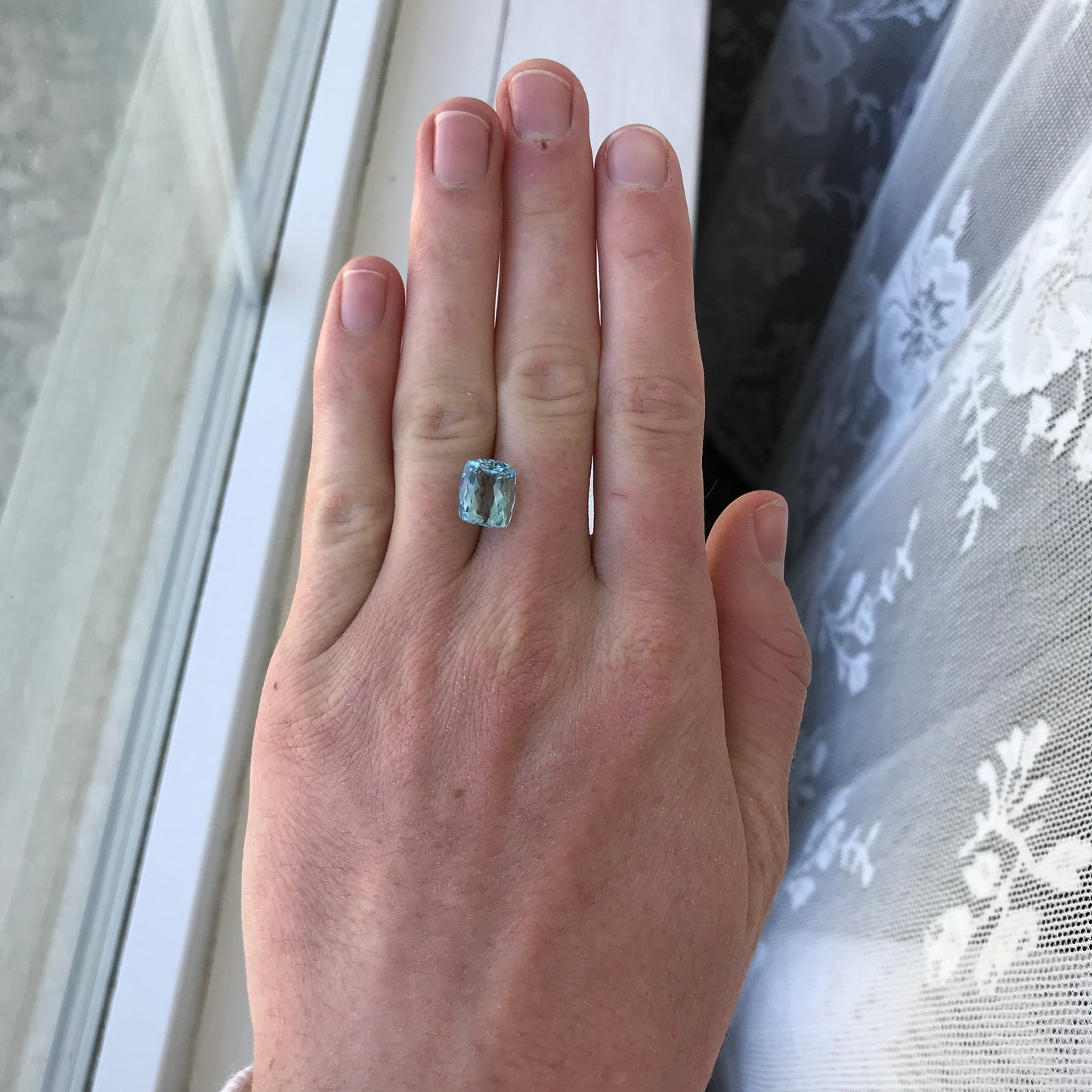 10.5x8.6mm Natural Blue Aquamarine 4.24 carats Light Blue Rectangle Cushion Cut Loose Faceted Gemstone Beryl March Birthstone