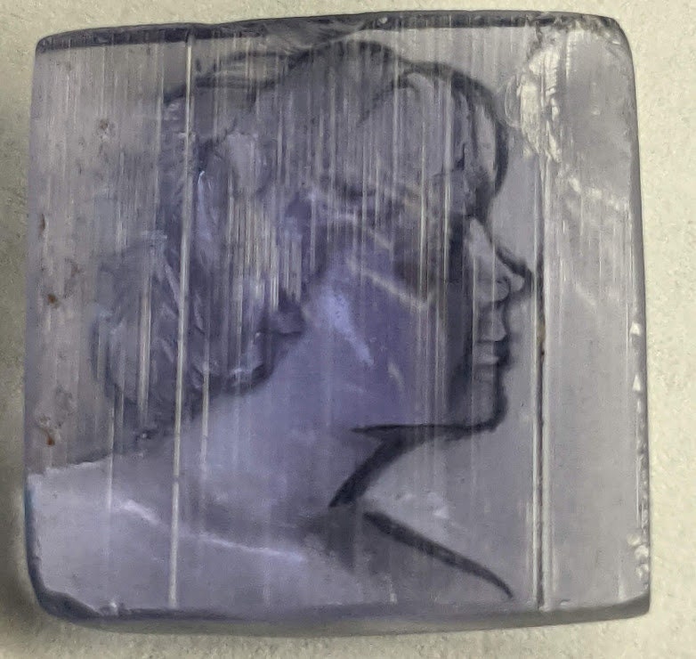 10 carat Tanzanite Cameo Carving of Woman's Face Cabochon 14.5mm x14.6 mm Square Purple Violet Zoisite Carved Gemstone