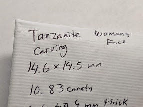 10 carat Tanzanite Cameo Carving of Woman's Face Cabochon 14.5mm x14.6 mm Square Purple Violet Zoisite Carved Gemstone