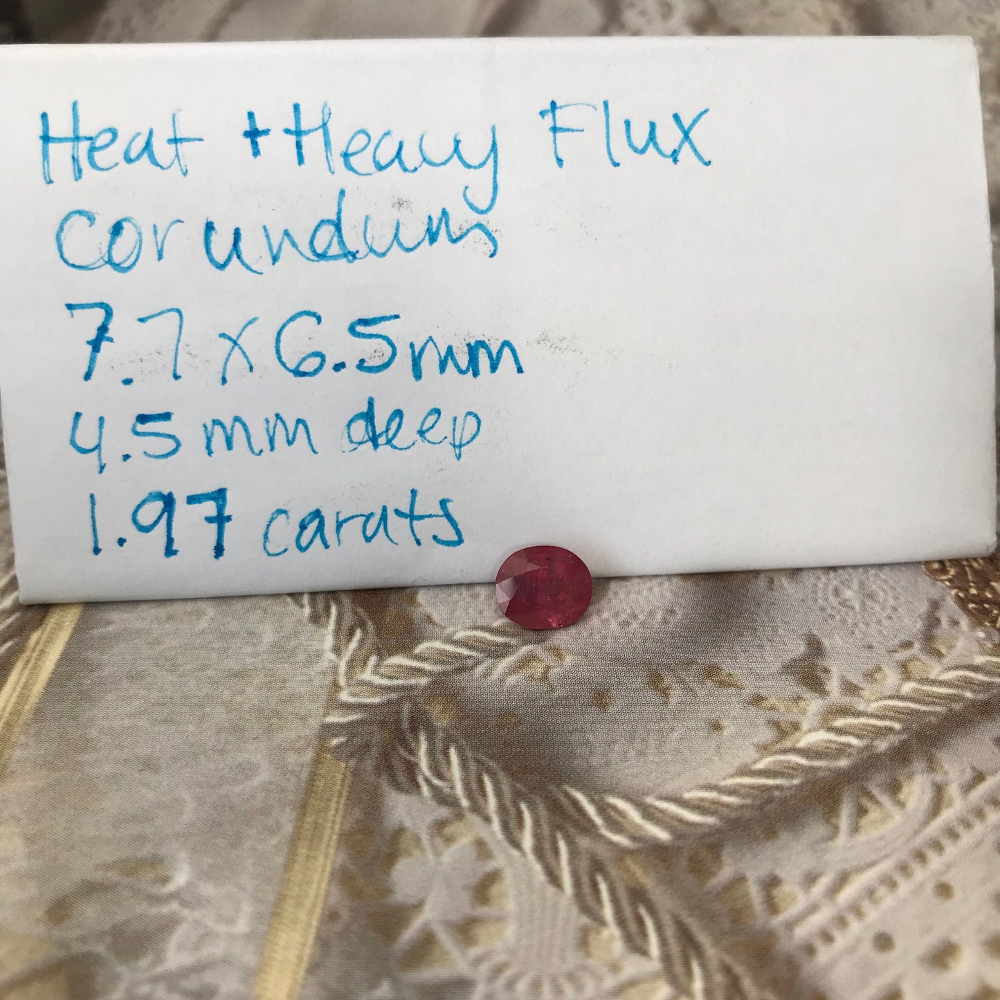 1.97 Carat Natural Pink Sapphire Heated with Residues 7.7x 6.5mm Oval Ruby or Fancy Color Sapphire