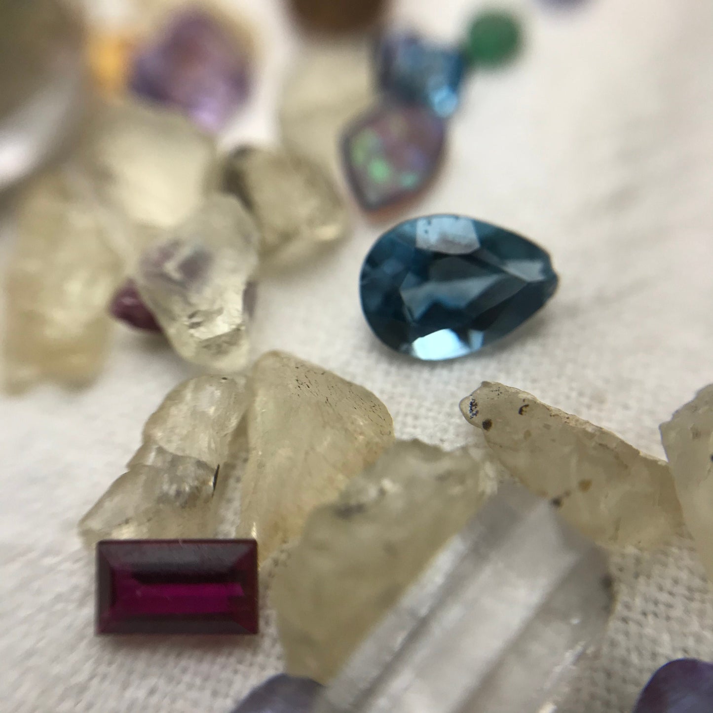 Gemstones in a Bottle, Raw Sunstone Loose Faceted Chipped Gems, Tiny Precious & Semiprecious Gems, Amethyst, Ruby, Emerald, Surprise Gems