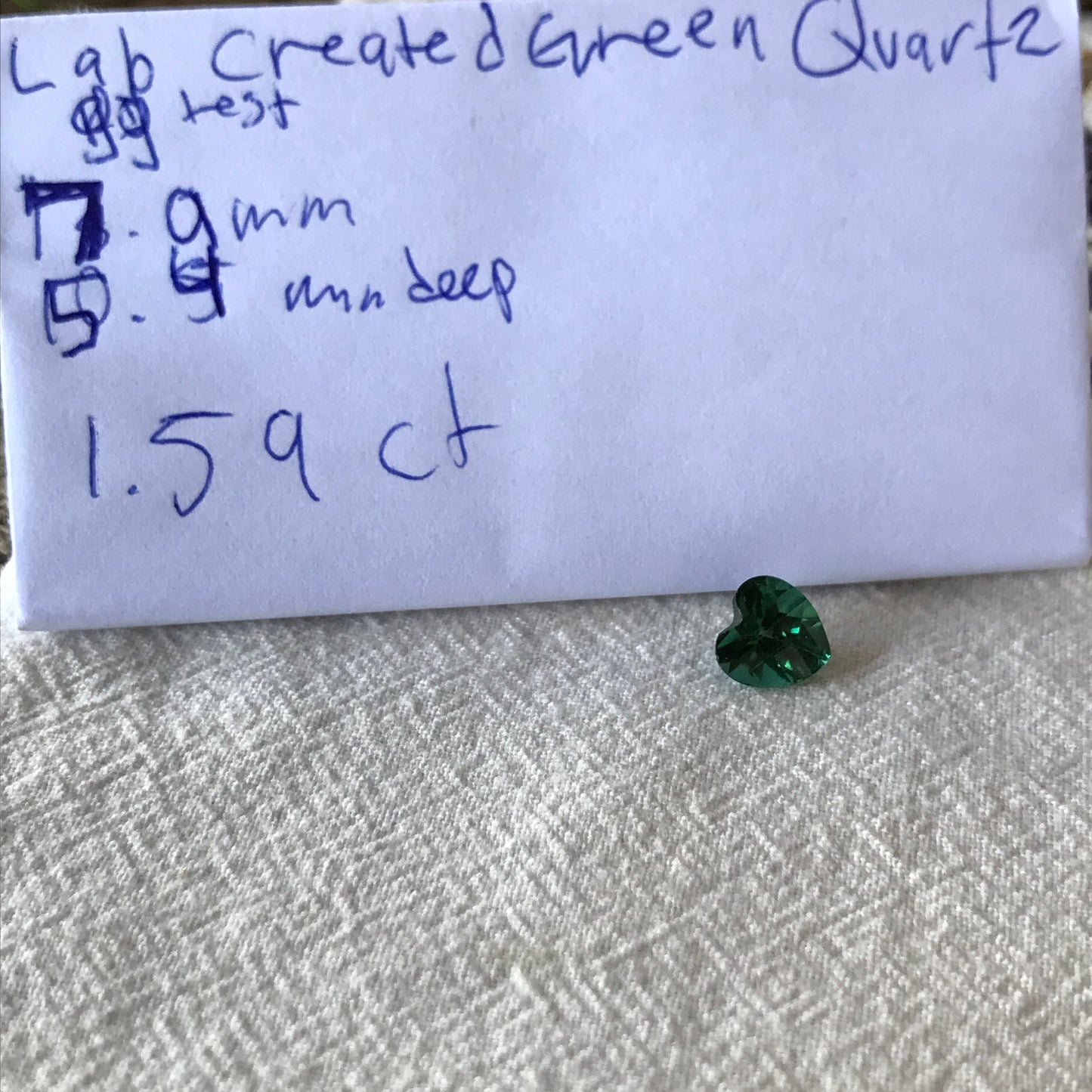 Lab Created Green Quartz 8mm Heart Cut 1.59 Carat Faceted Gem Loose Gemstone Unmounted Quartz- Synthetic Green Quartz- Lab Grown Man Made