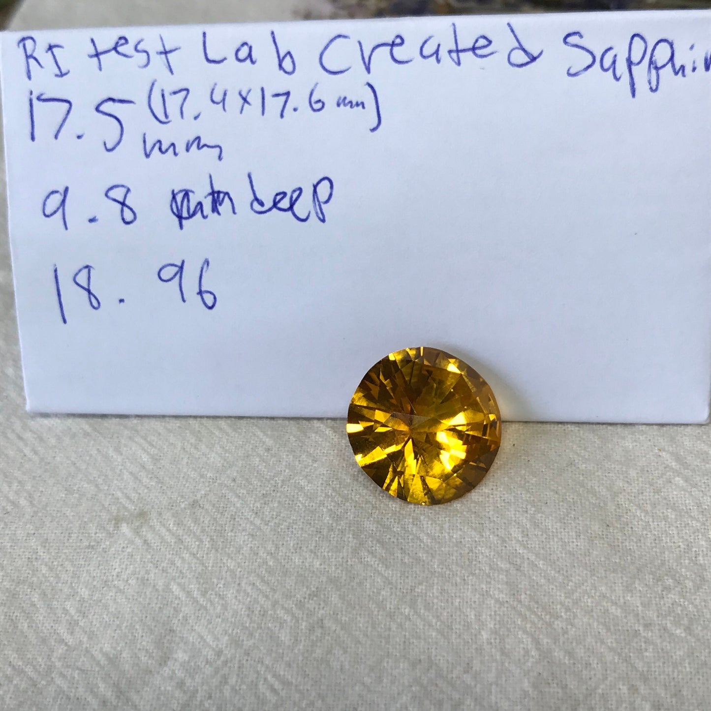Orange Synthetic Sapphire 19 carat 17.5mm Fancy Round Cut, Faceted Loose Unmounted Gemstone For Jewelry Setting, Man Made Lab Created Gem