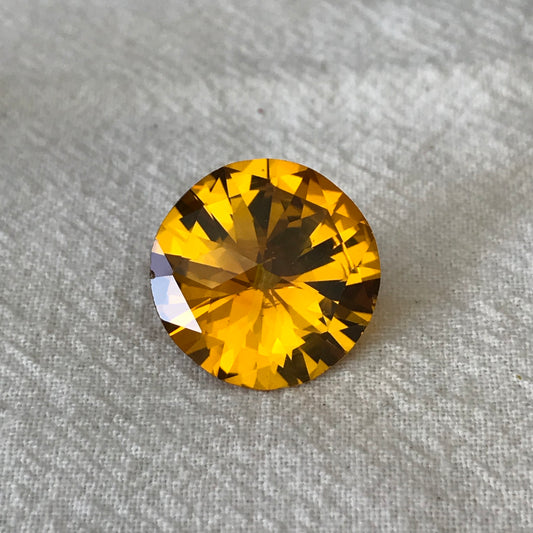 Orange Synthetic Sapphire 19 carat 17.5mm Fancy Round Cut, Faceted Loose Unmounted Gemstone For Jewelry Setting, Man Made Lab Created Gem