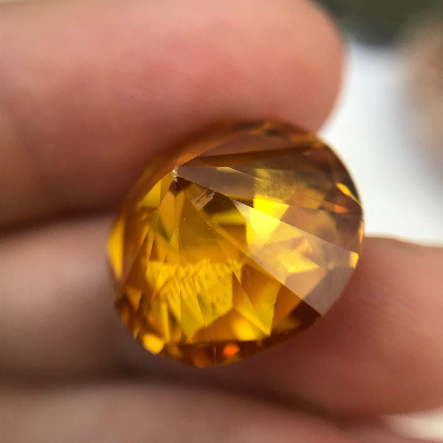 Orange Synthetic Sapphire 19 carat 17.5mm Fancy Round Cut, Faceted Loose Unmounted Gemstone For Jewelry Setting, Man Made Lab Created Gem