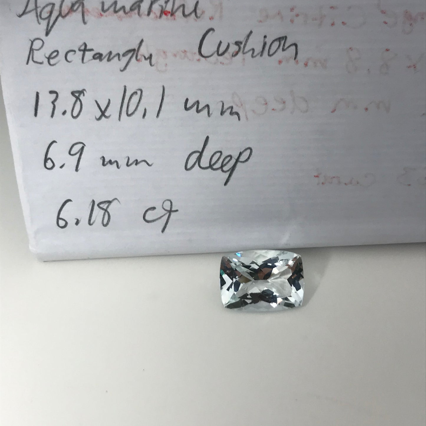 14x10mm Light Blue Aquamarine 6.18 carat Rectangle Cushion Cut, Faceted Loose Gemstone, Reclaimed/Recycled gem