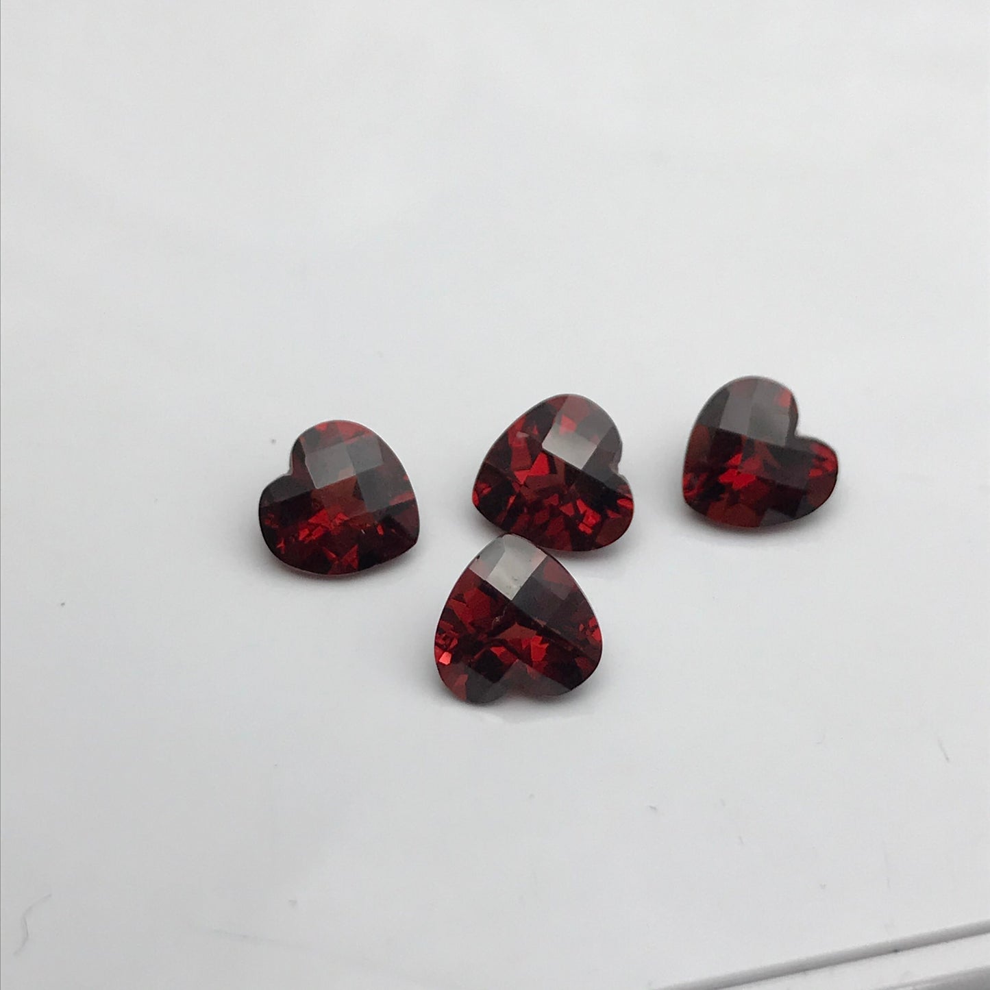 ONE 7mm Red Garnet Checkerboard Hear Cut, Approx 1.32-1.62 carat, Faceted Loose Reclaimed Gem
