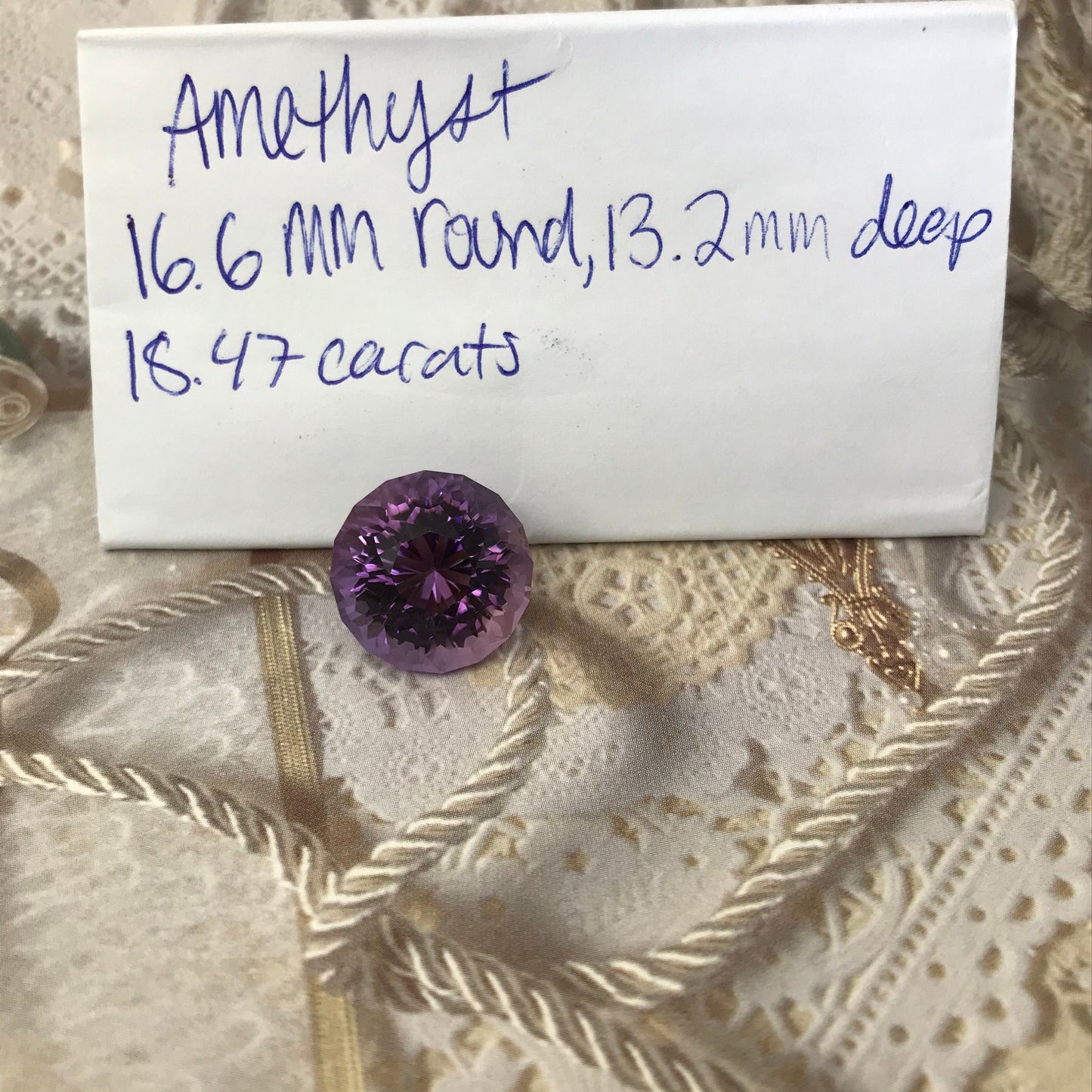 16.6mm Round Cut Purple Amethyst 18.5 carat Loose Gem Faceted Gemstone Unmounted Stone February Birthstone, 16.5mm