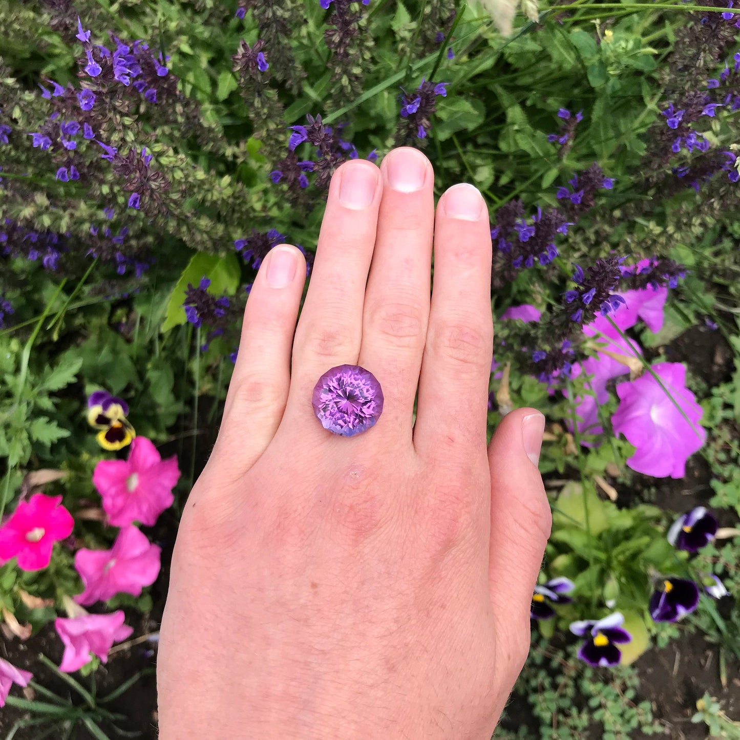 16.6mm Round Cut Purple Amethyst 18.5 carat Loose Gem Faceted Gemstone Unmounted Stone February Birthstone, 16.5mm