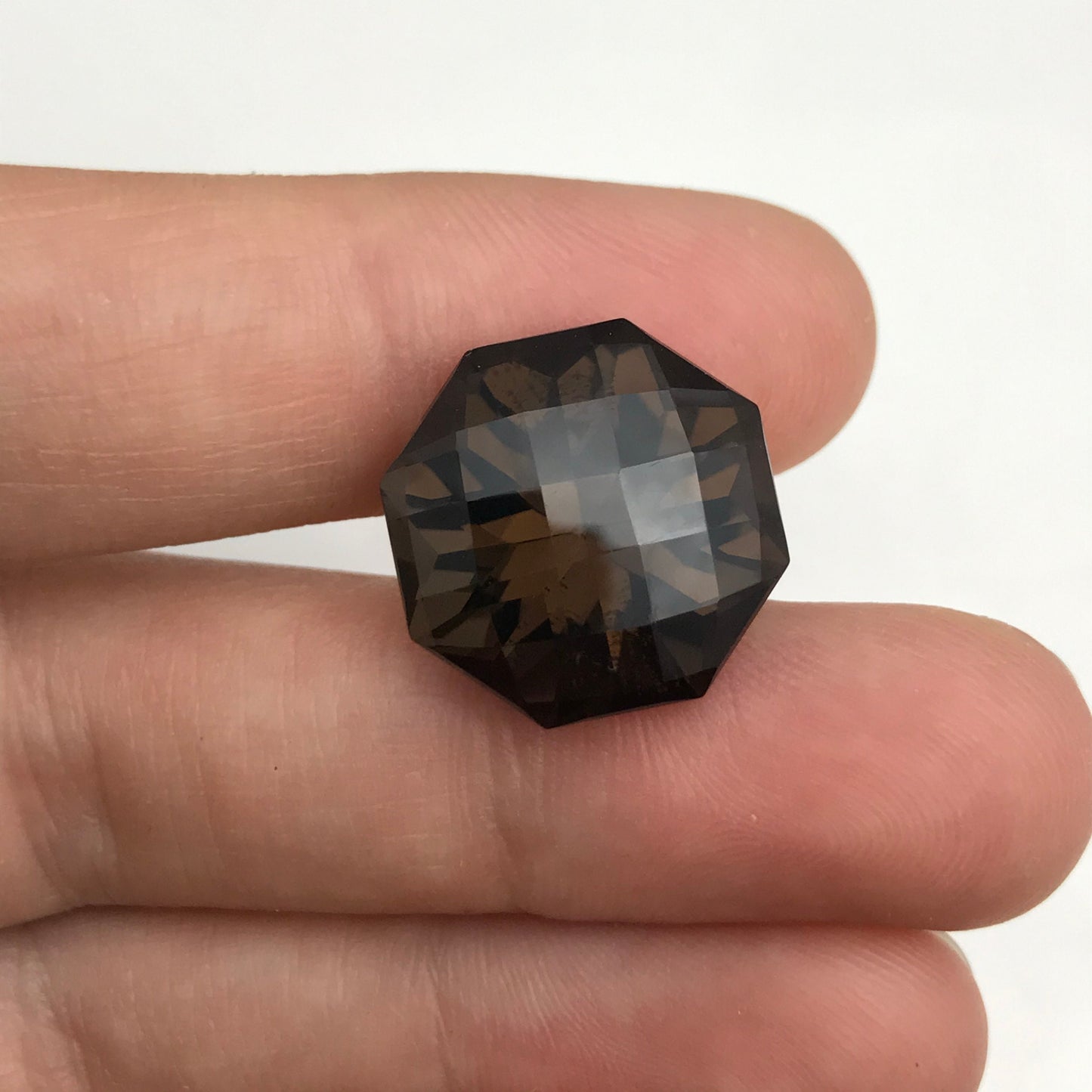 16.5mm Smoky Quartz 18 carat Octagon Checkerboard Cut, Faceted Loose Gemstone