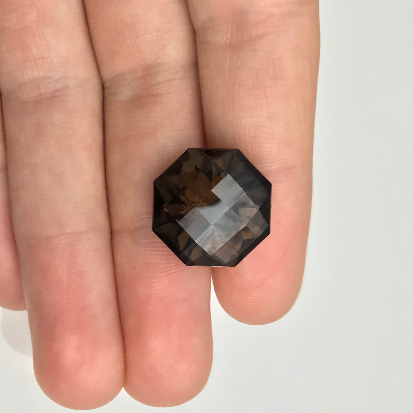 16.5mm Smoky Quartz 18 carat Octagon Checkerboard Cut, Faceted Loose Gemstone