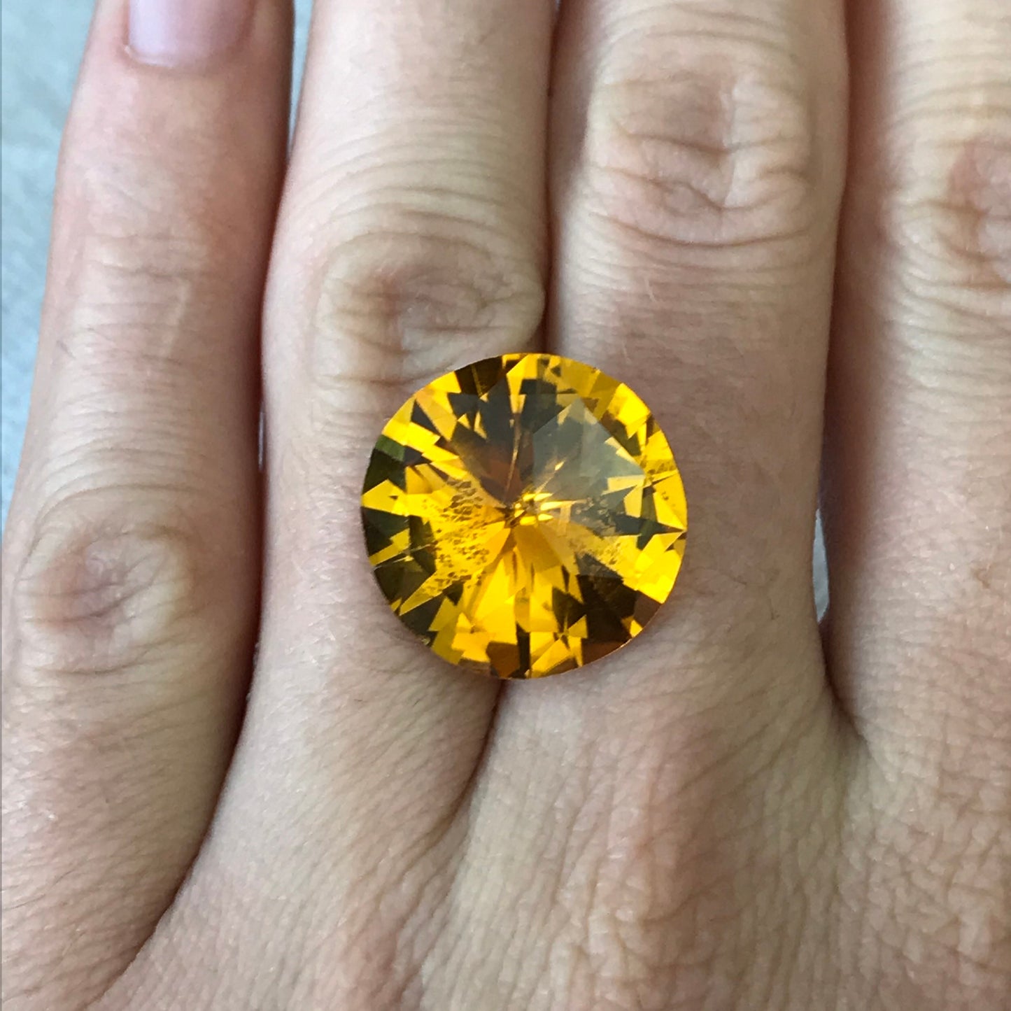 Orange Synthetic Sapphire 19 carat 17.5mm Fancy Round Cut, Faceted Loose Unmounted Gemstone For Jewelry Setting, Man Made Lab Created Gem