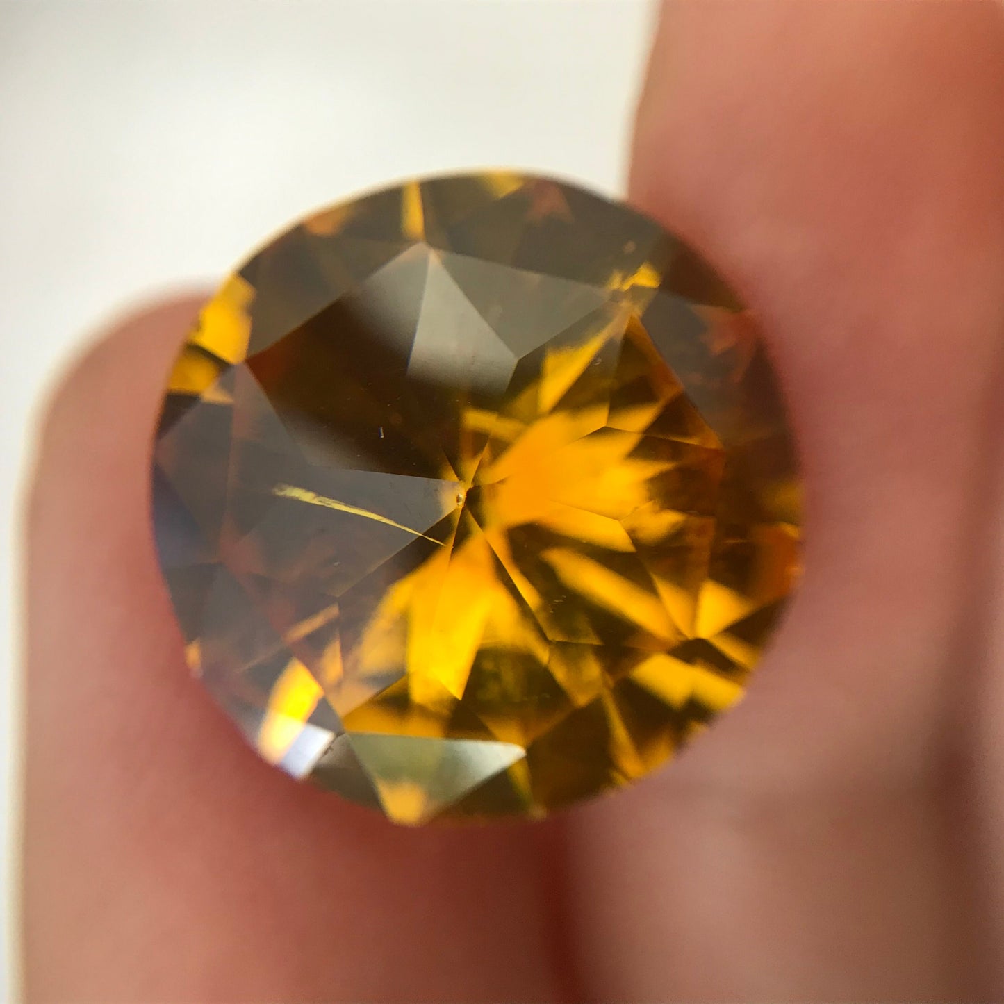 Orange Synthetic Sapphire 19 carat 17.5mm Fancy Round Cut, Faceted Loose Unmounted Gemstone For Jewelry Setting, Man Made Lab Created Gem