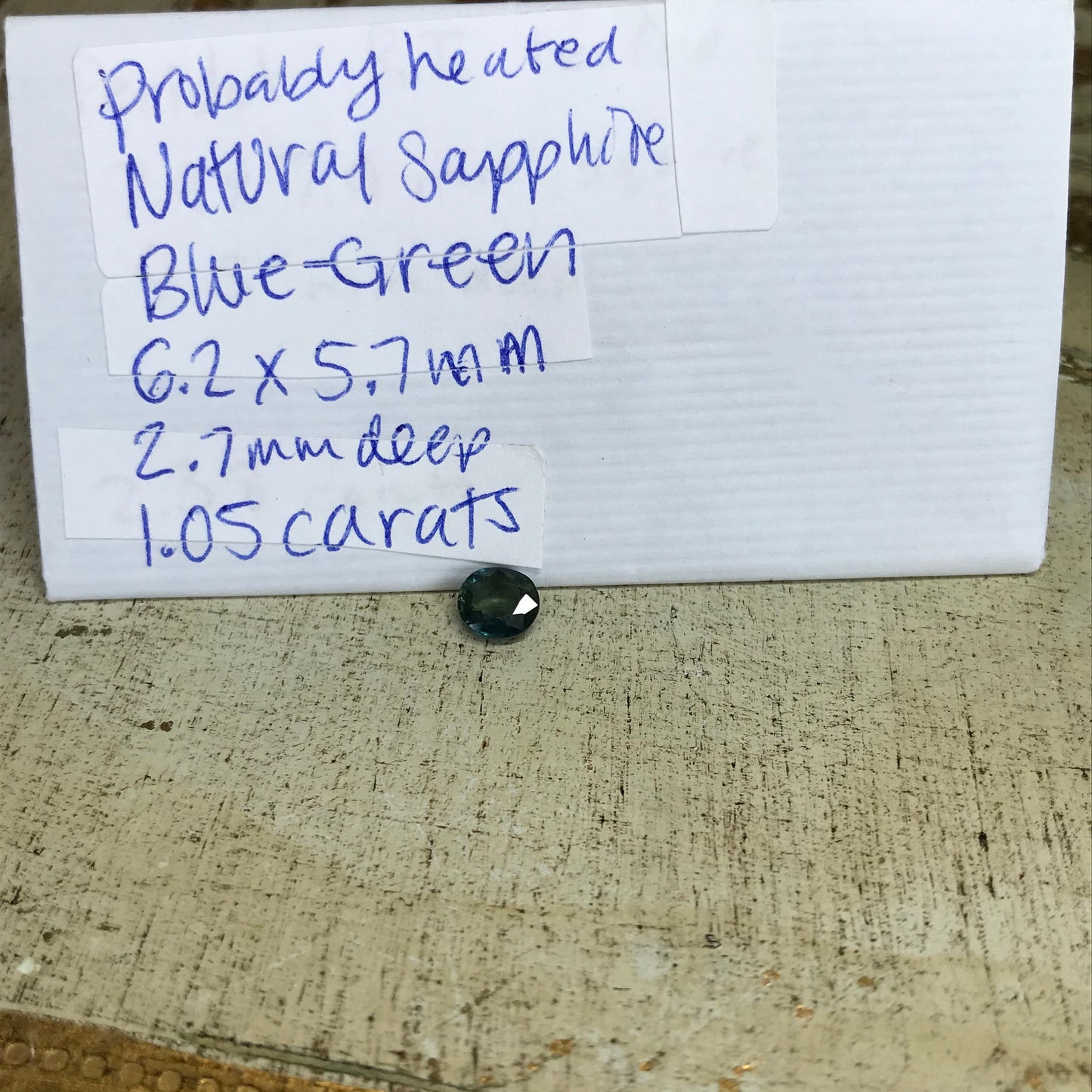 Natural Blue Green Sapphire 1.05 carat Roundish Oval Cut 6.2x5.7mm Faceted Loose Teal Sapphire,  Unmounted Gem,  Mermaid Sapphire