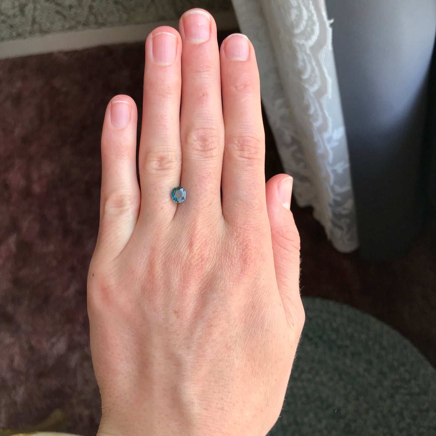 Natural Blue Green Sapphire 1.05 carat Roundish Oval Cut 6.2x5.7mm Faceted Loose Teal Sapphire,  Unmounted Gem,  Mermaid Sapphire