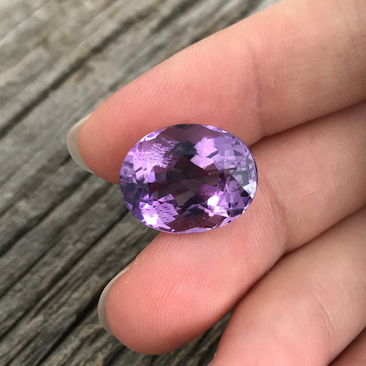 14.3 Carat Purple Amethyst 17.3x13.5mm Oval, Nice Cut Loose Gem Reclaimed/Recycled Gemstone Faceted for Jewelry setting, February Birthstone