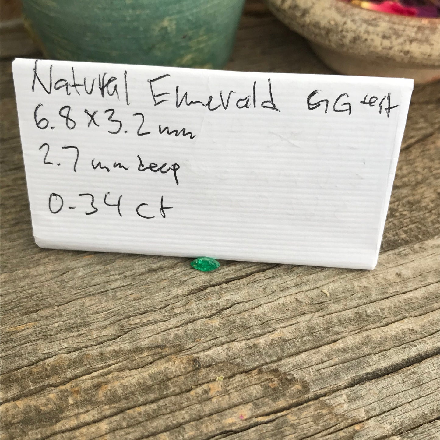 0.34 carat Natural Green Emerald 7x3mm Marquise Cut Loose Gem Faceted Recycled Gemstone Flowing Gems, US Seller, Reclaimed Gem