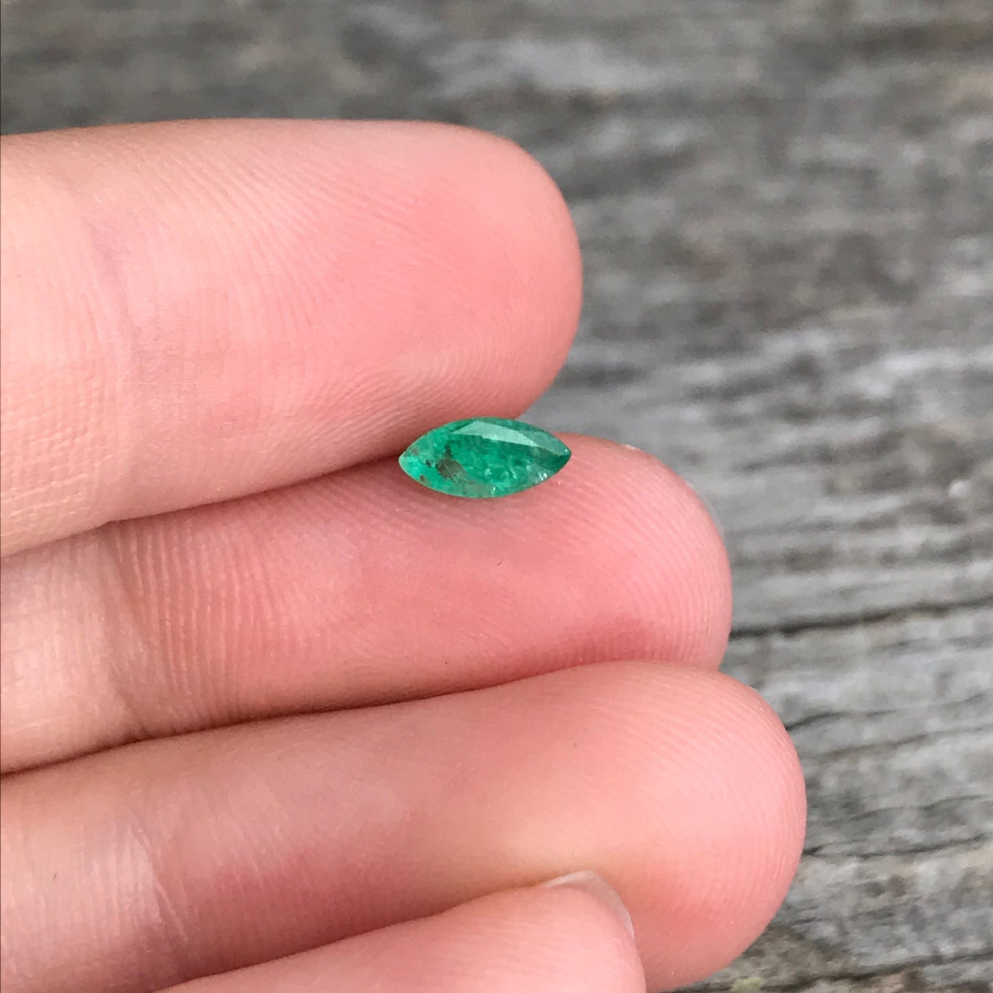 0.34 carat Natural Green Emerald 7x3mm Marquise Cut Loose Gem Faceted Recycled Gemstone Flowing Gems, US Seller, Reclaimed Gem