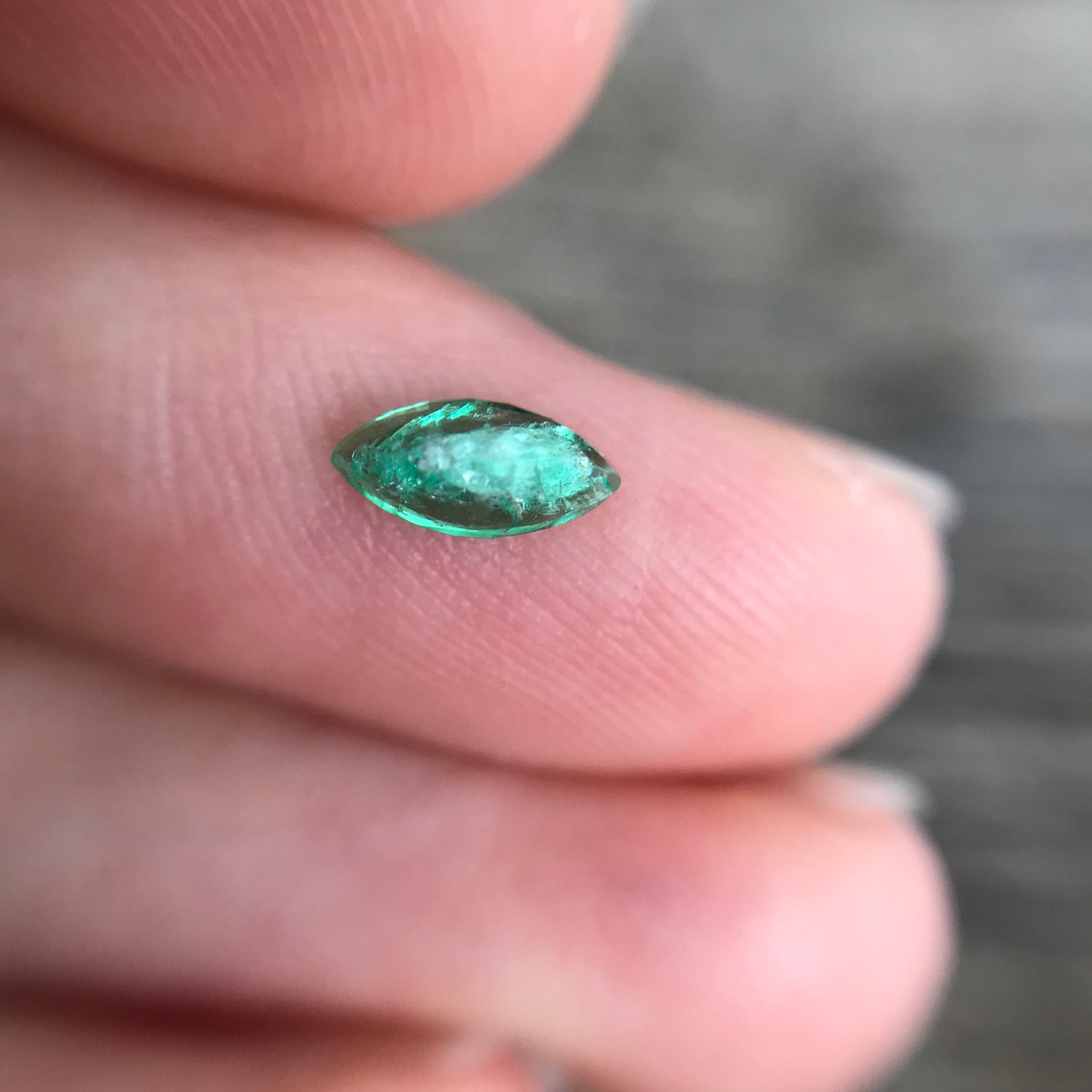 0.34 carat Natural Green Emerald 7x3mm Marquise Cut Loose Gem Faceted Recycled Gemstone Flowing Gems, US Seller, Reclaimed Gem