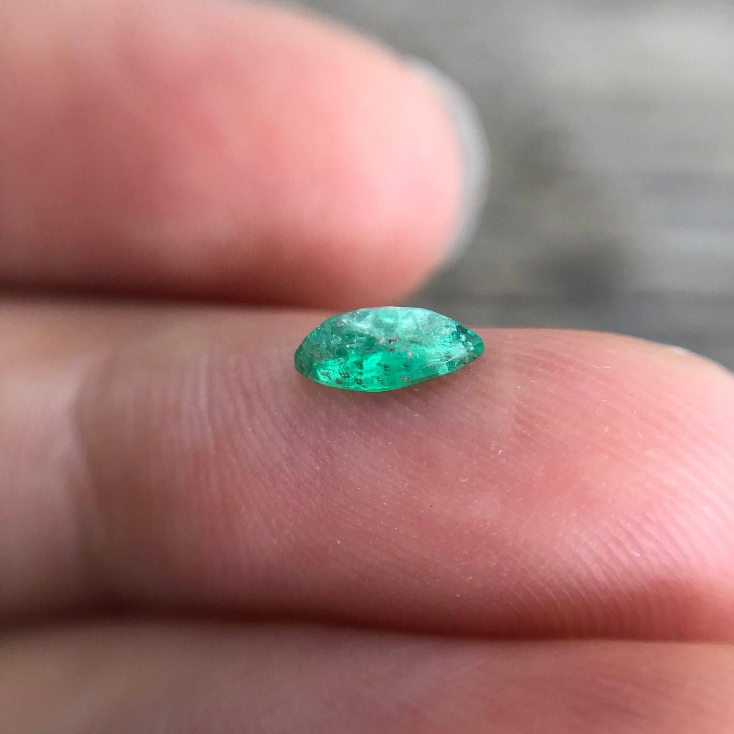 0.34 carat Natural Green Emerald 7x3mm Marquise Cut Loose Gem Faceted Recycled Gemstone Flowing Gems, US Seller, Reclaimed Gem
