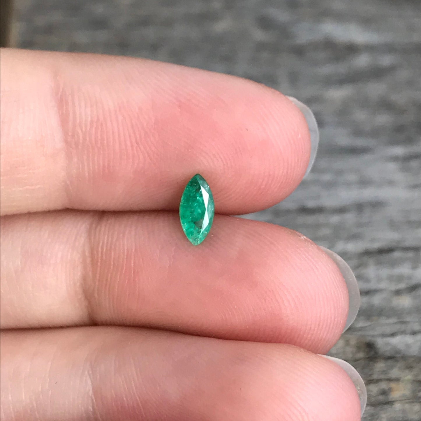 0.34 carat Natural Green Emerald 7x3mm Marquise Cut Loose Gem Faceted Recycled Gemstone Flowing Gems, US Seller, Reclaimed Gem