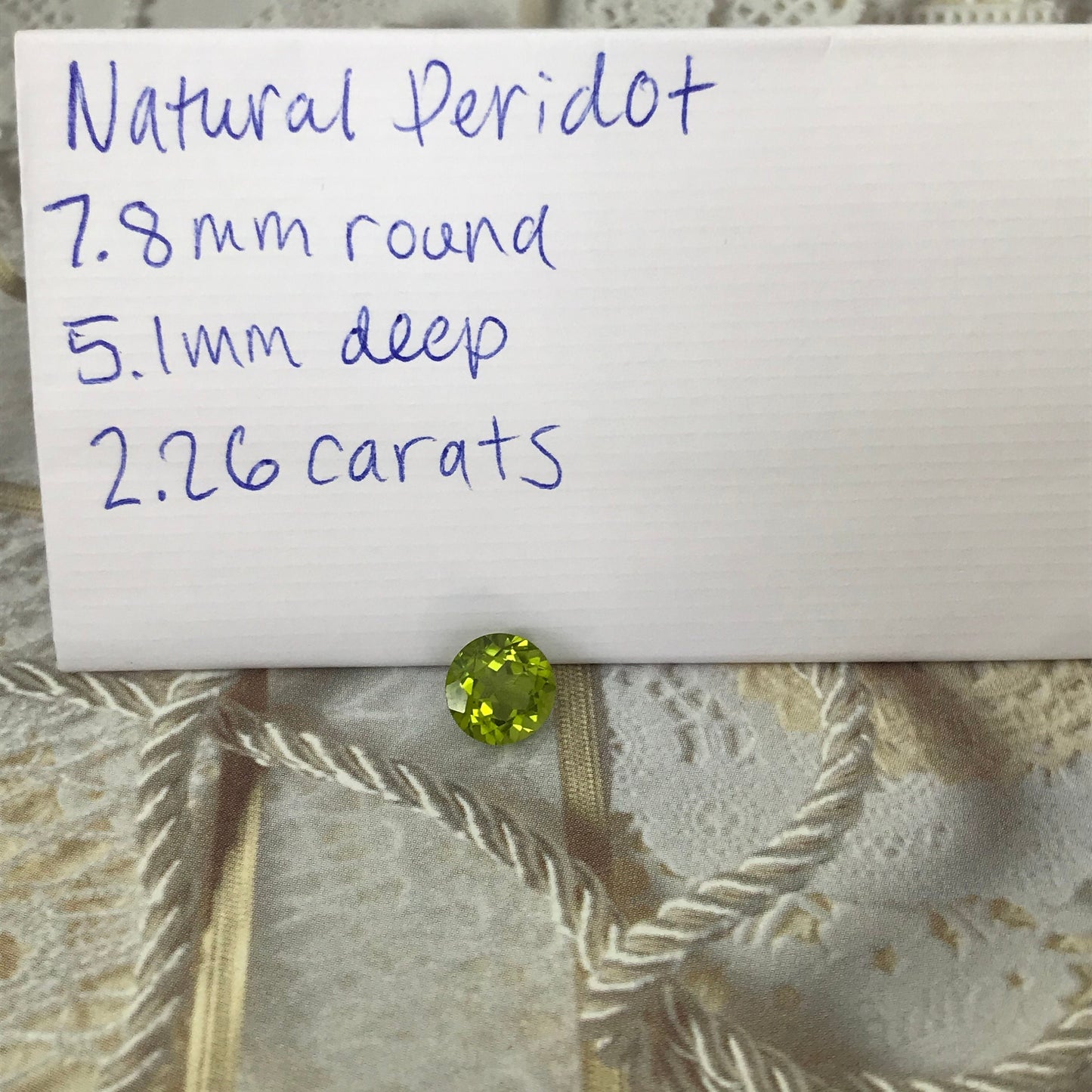 Green Peridot 7.8 mm Round Cut 2.26 carat Loose Natural Gem August Birthstone for Jewelry Making Faceted Unmounted Gemstone, Natural Peridot
