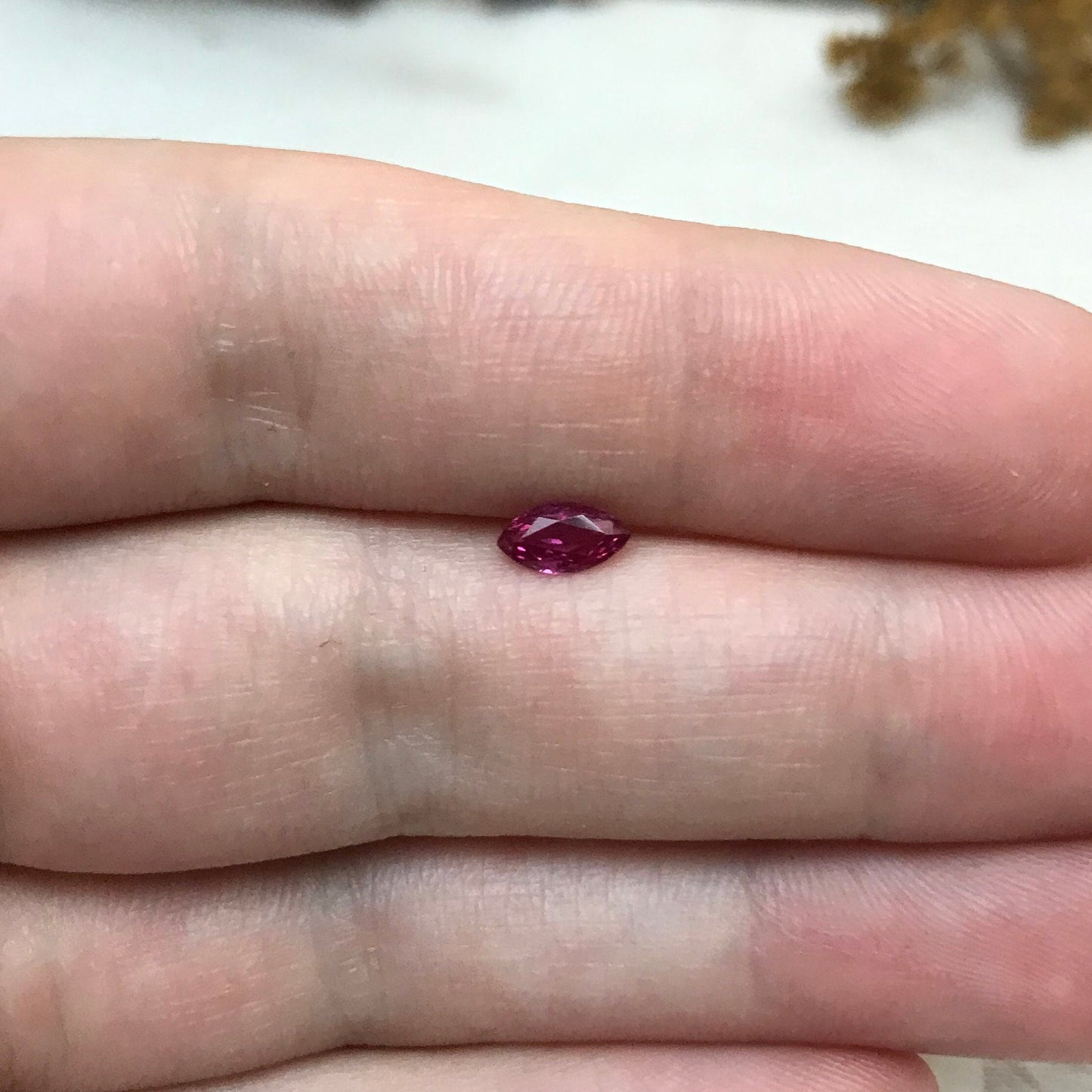Marquise Natural Ruby 0.41 Carat, 6.5x3.5mm Gemstone, Loose Faceted July Birthstone Heated Pink Red Ruby