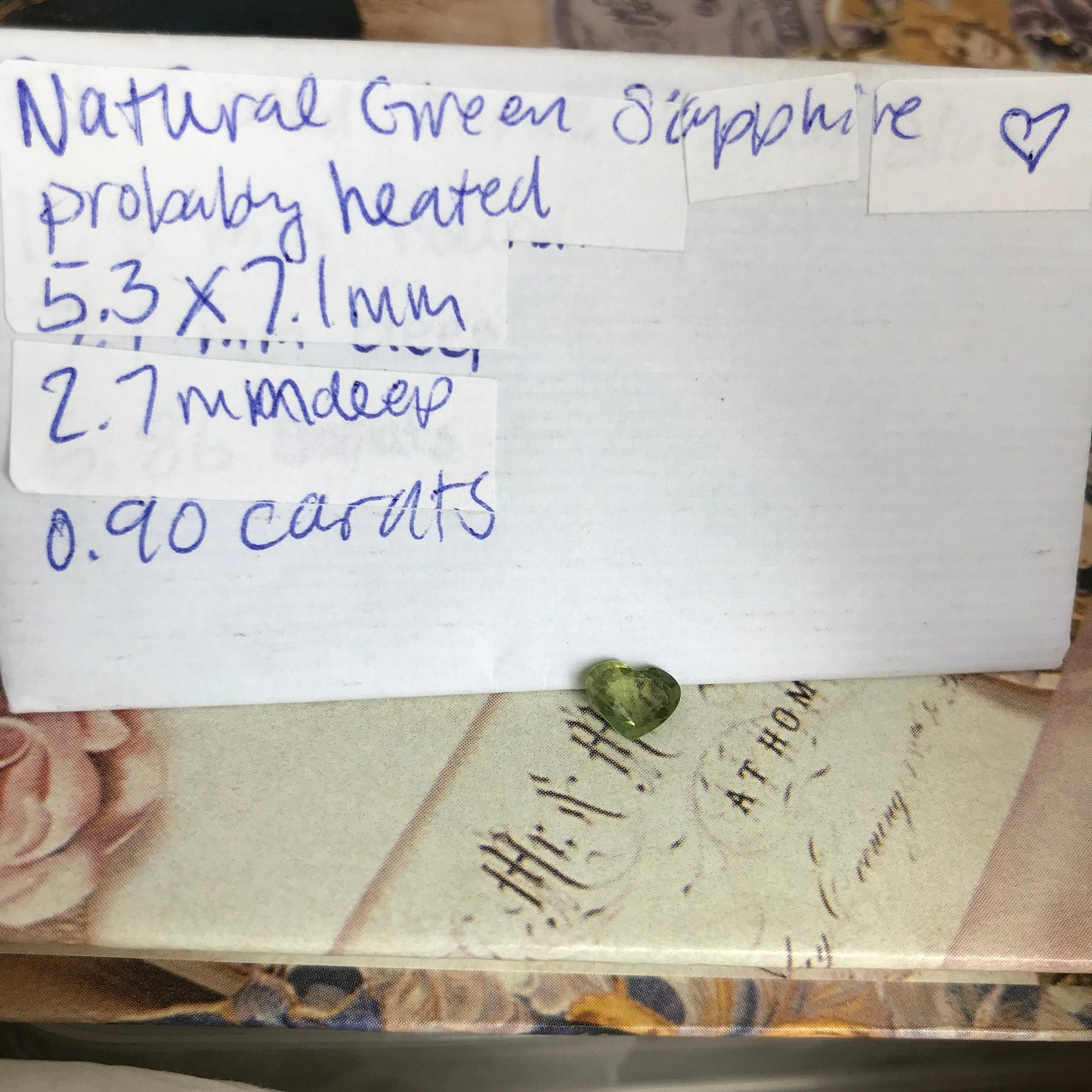 Natural Green Sapphire 5.3x7.1 mm Heart Cut 0.90 Carat Faceted Loose Unmounted Gemstone Genuine Earth Mined Gem