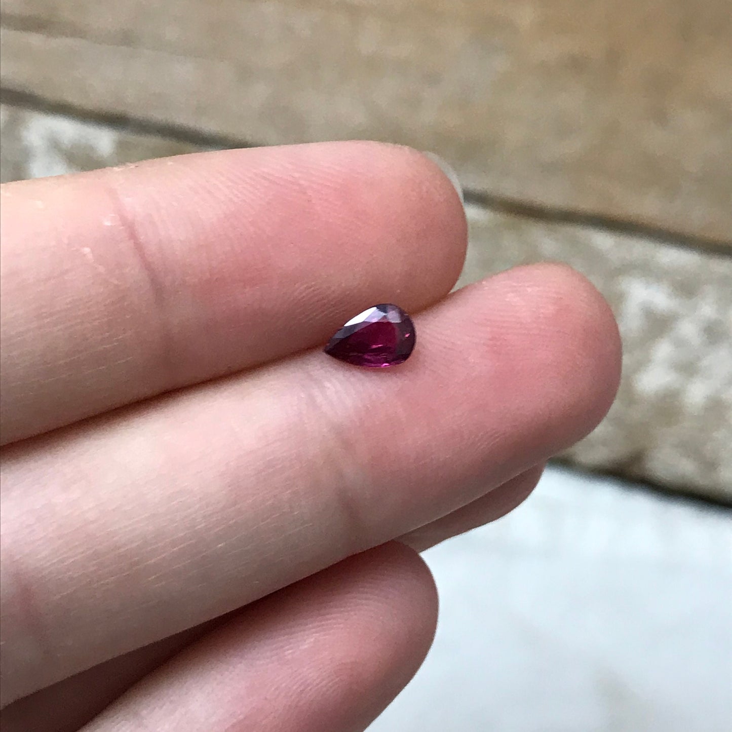 0.53 ct Natural Ruby 6x4mm Pear Cut, Loose Gemstone Faceted Gem Corundum Red Real Beautiful July Birthstone, Genuine Earth Mined