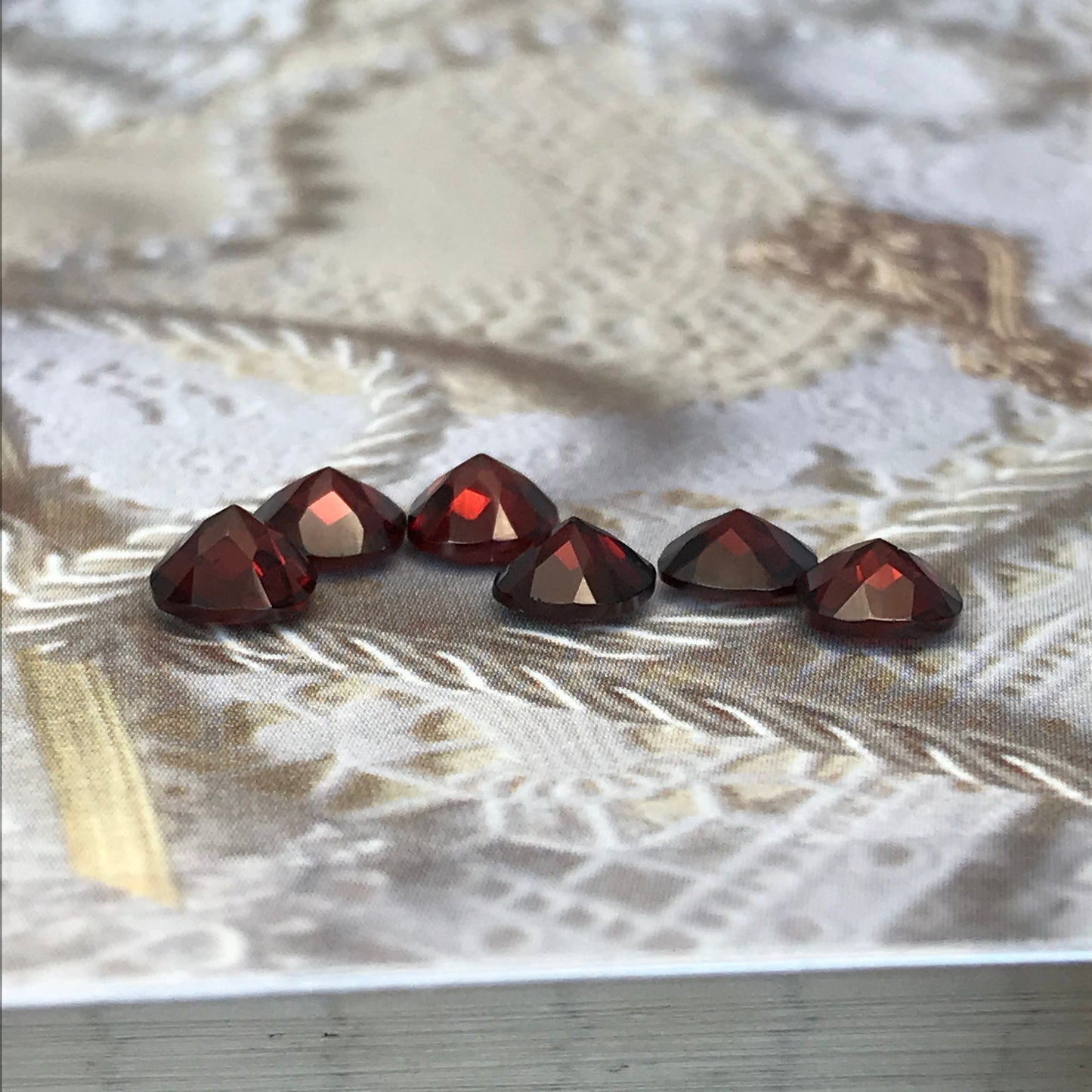 One Garnet 6mm Cushion Cut Checkerboard Cut Faceted Loose Stones Unmounted Gemstone Red Flowing Gems Approx 1 ct Garnet