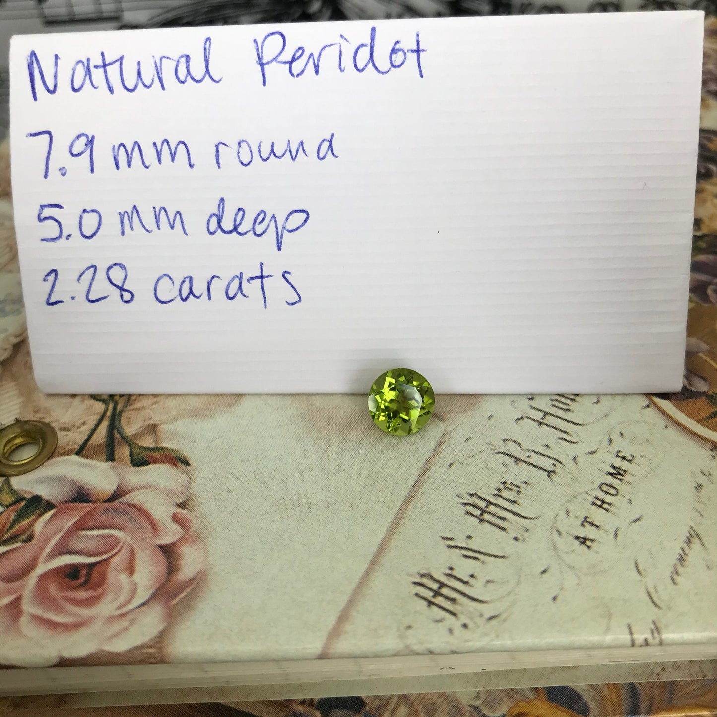 Green Peridot 8 mm Round Cut 2.28 carat Loose Natural Gem August Birthstone for Jewelry Making Faceted Unmounted Gemstone, Natural Peridot