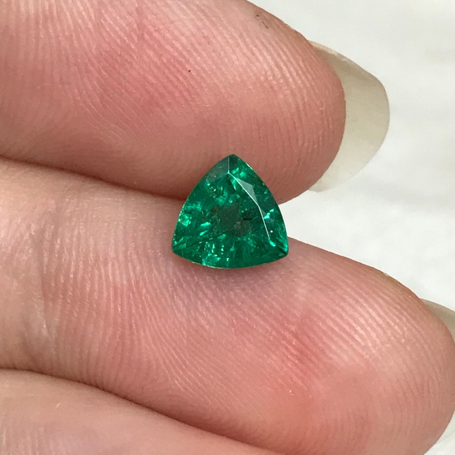 0.89 ct Natural Emerald About 6.4mm Trillion Cut Faceted Gem Precious Gemstone Deep Green Gem Real Natural Vivid Green Stone 6.5mm