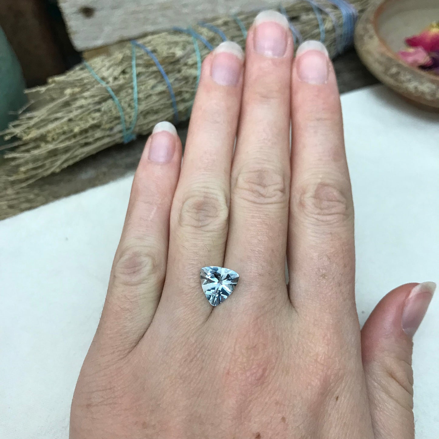 Light Blue Aquamarine 2.28 ct, 10mm Trillion Cut Loose Beryl Unmounted Gemstone Faceted Gem March Birthstone