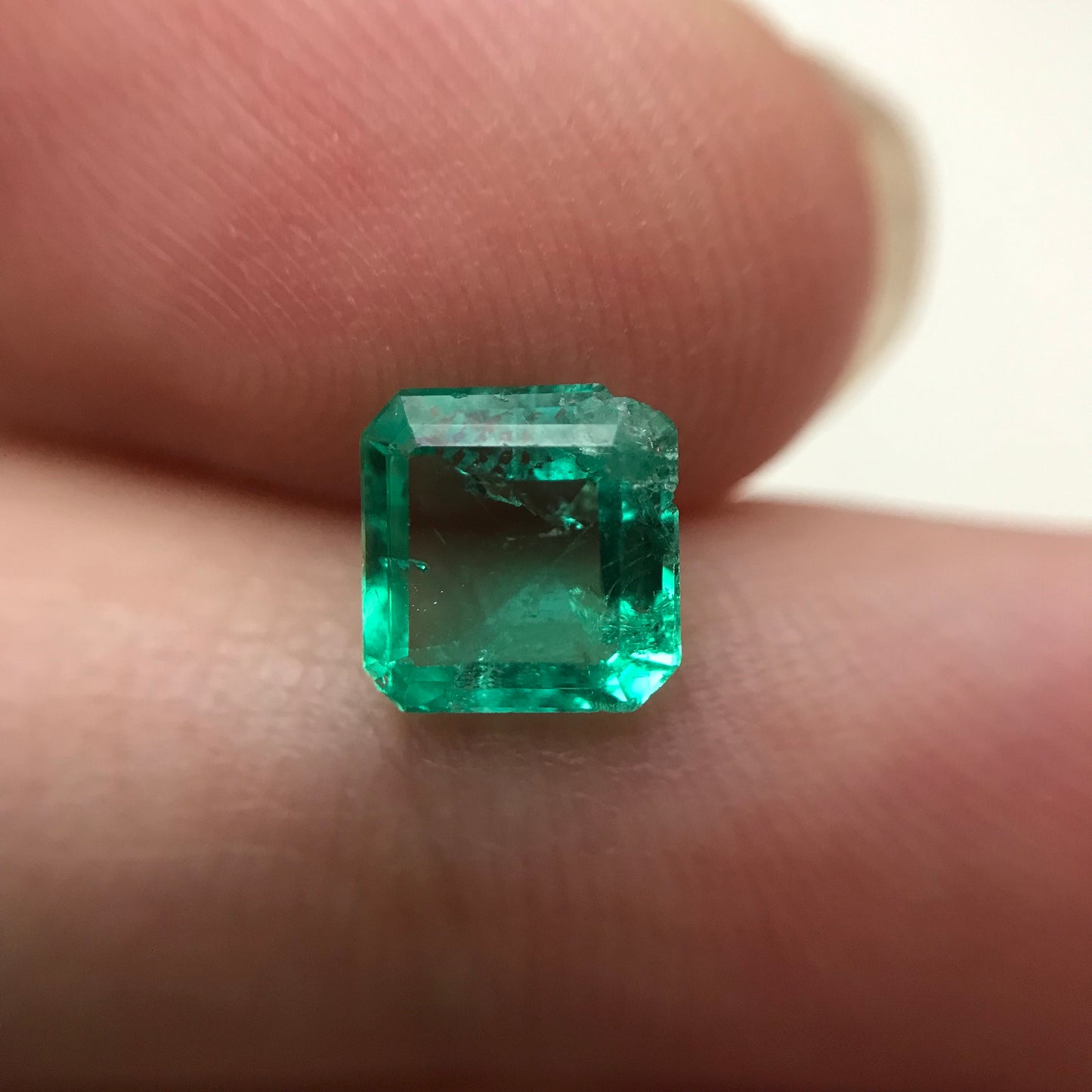 0.86 Carat Natural Emerald 6mm Square Emerald Cut, Imperfect Emerald, Rough Emerald